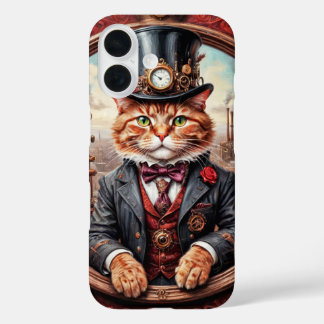 Coque Pour iPhone 16 Chat noble victorien steampunk avec chapeau supéri