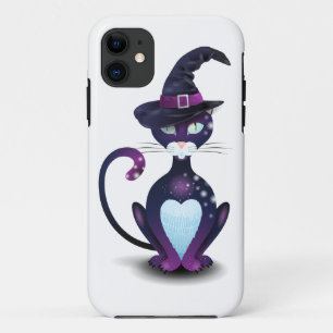 Coques Pour iPhone Chat noir avec casquette de sorcière