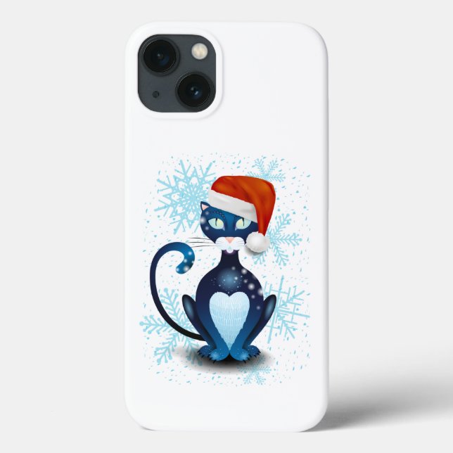 Coques Case-Mate iPhone Chat noir avec Casquette Père Noël (Verso)