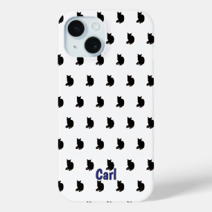 Coque Pour iPhone 15 Chat noir (blanc)