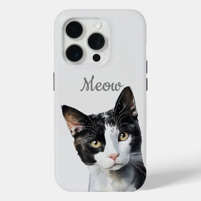 Coques Case-Mate iPhone Chat noir blanc de viande (Verso)