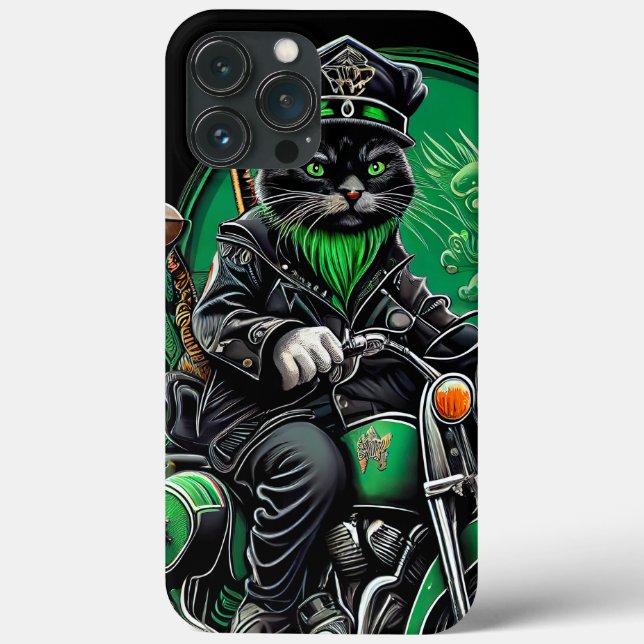 Coques Case-Mate iPhone Chat noir conduite vélo St. Patrick's Day (Verso)