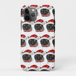 Case-Mate iPhone Case Chat noir de Noël amusant aquarelle