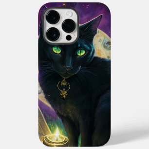 Coque Pour Pour iPhone 14 Pro Max CHAT NOIR éffrayant AUX YEUX VERTS ET BOUGIE