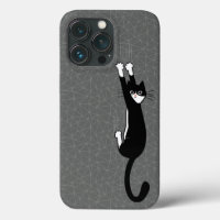 Chat noir et blanc accroché | Drôle Tuxedo Cat