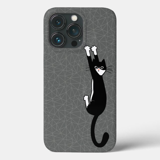 Coques Case-Mate iPhone Chat noir et blanc accroché | Drôle Tuxedo Cat (Verso)