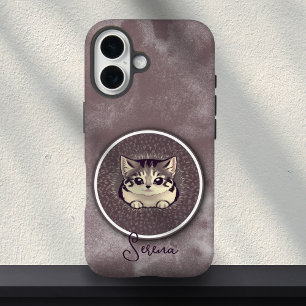 Coque Pour iPhone 16 Chat noir et blanc flou qui regarde Art nom person