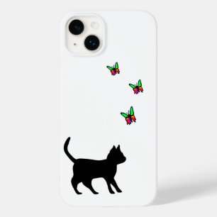 Coque Pour iPhone 14 Plus Chat noir et papillon