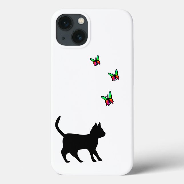 Coques Case-Mate iPhone Chat noir et papillon (Verso)