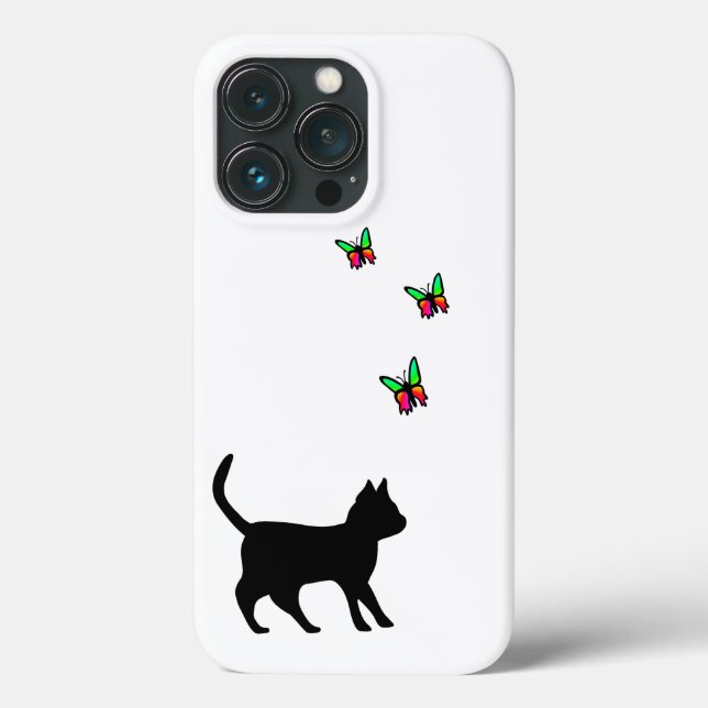 Coques Case-Mate iPhone Chat noir et papillon (Verso)
