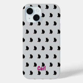 Coque Pour iPhone 15 Chat noir (gris)