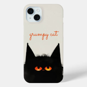 Coque iPhone 15 Mini Chat noir grumeux