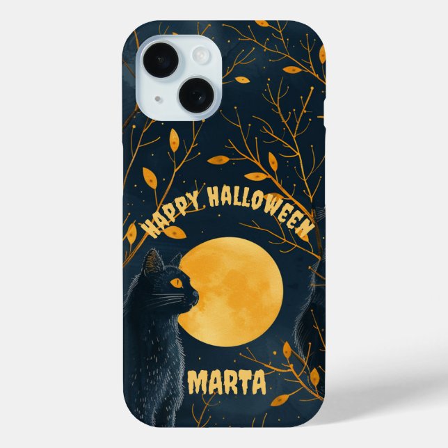 Coques Case-Mate iPhone Chat noir Joyeux Halloween  (Verso)