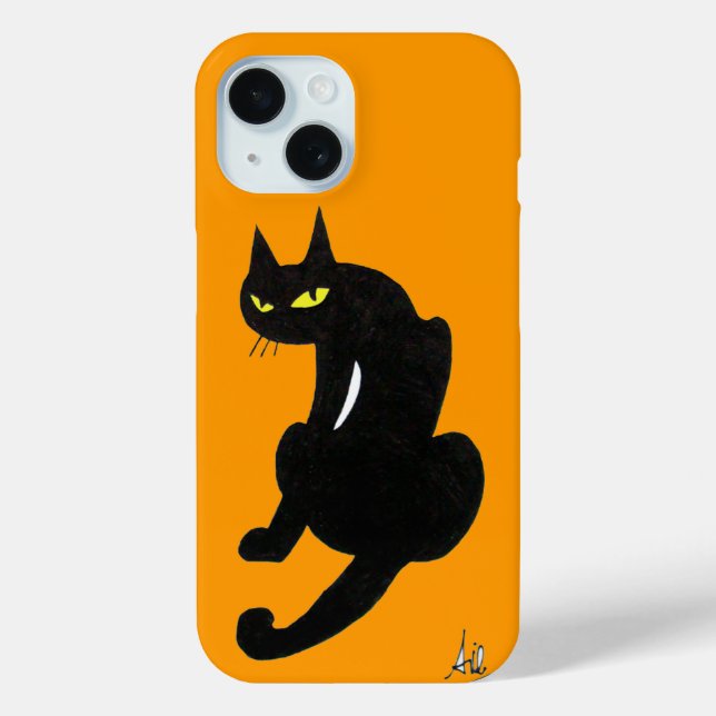 Coques Case-Mate iPhone CHAT NOIR NINJA Jaune (Verso)