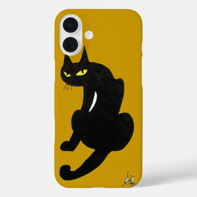 Coques Case-Mate iPhone CHAT NOIR NINJA Jaune (Verso)