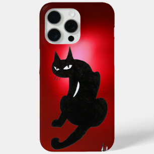 Coque iPhone 15 Pro Max CHAT NOIR NINJA Rouge