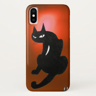 Coques Pour iPhone CHAT NOIR NINJA Rouge orange