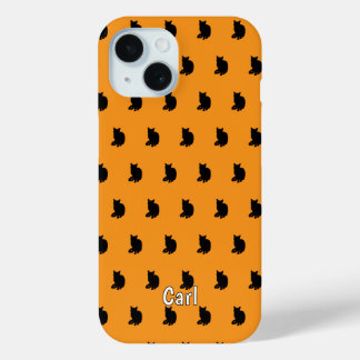 Coque Pour iPhone 15 Chat noir (orange)