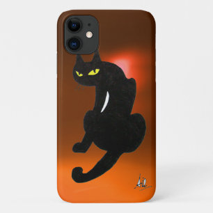 Coque iPhone 11 CHAT NOIR orange
