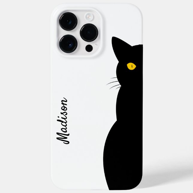 Coques Case-Mate iPhone CHAT NOIR Yeux dorés personnalisables (Verso)