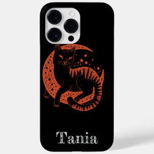 Coque Pour Pour iPhone 14 Pro Max Chat orange personnalisé en noir
