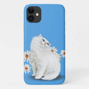 Case-Mate iPhone Case chat persan blanc avec marguerite
