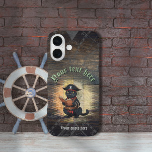 Coque Pour iPhone 16 Chat pirate curieux déchiffrant d'anciens mystères