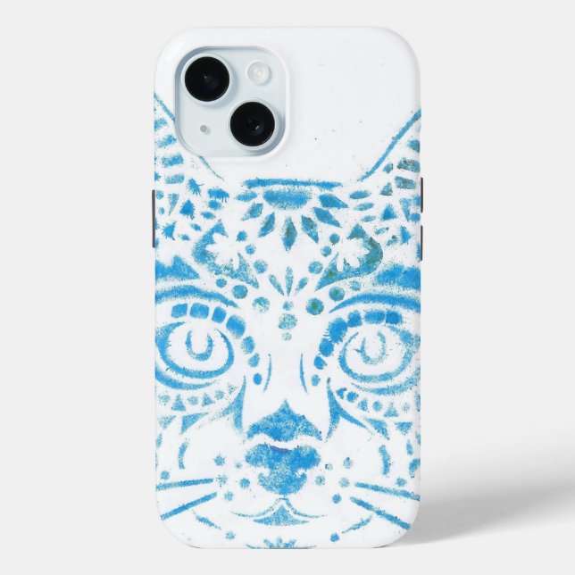 Coques Case-Mate iPhone chat pochoirs bleu (Verso)