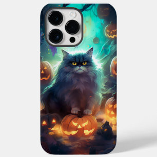 Coque Pour Pour iPhone 14 Pro Max Chat Sibérien D'Halloween Avec Peur Citrouille