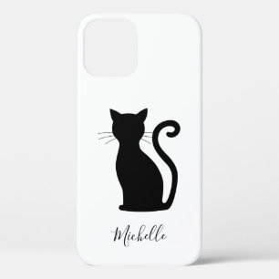 Case-Mate iPhone Case Chat Silhouette Noir et Blanc Nom Cute Chat Noir