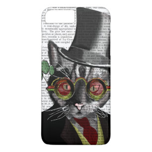 Coques Pour iPhone Chat Steampunk - Chapeau supérieur et verres jaune