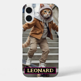 Coques iPhone 16 Plus Chat Sur Skateboard Rad Feline Extreme Sports Cade