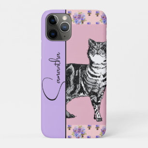 Case-Mate iPhone Case Chat Tacheté Chats Félin Rose Lavande Nom Filles
