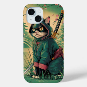Coque Pour iPhone 15 Chat vintage Ninja