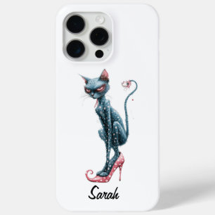 Coque iPhone 15 Pro Max Chat Whimsical Gris Rose