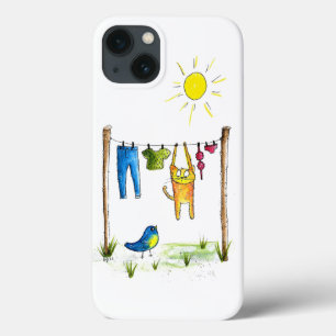 Case-Mate iPhone Case Chat Whimsical sur une ligne de linge