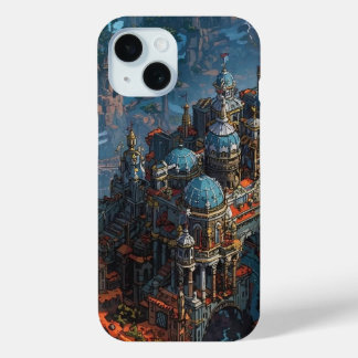Coque Pour iPhone 15 « Château de fantasy épique Isométrique Pixel Art 