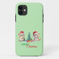 Chaton Chat Père Noël Rouge Vert Joyeux Noël Fête