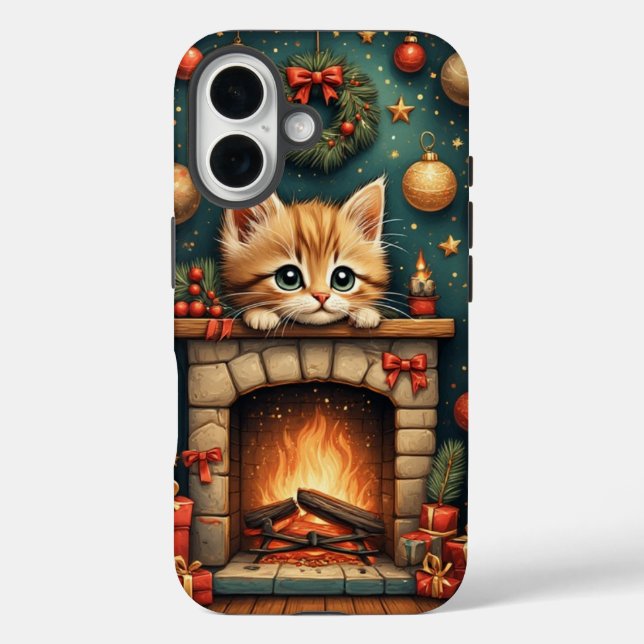 Coques Case-Mate iPhone Chaton de Noël  (Verso)