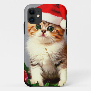 Case-Mate iPhone Case Chaton de Noël Vintage à Santa Hat