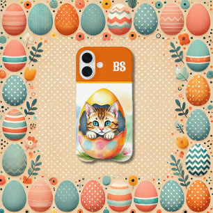 Coque Pour iPhone 16 chaton de Pâques géant en coquille florale