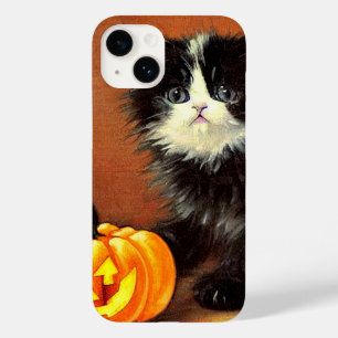 Coque Pour iPhone 14 Chaton d'Halloween noir et blanc vintage