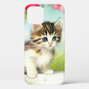 Case-Mate iPhone Case Chaton vintage blanc et Brown avec fleurs
