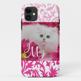 Coques Pour iPhone Chatons, chats, rose, fleurs, monogramme