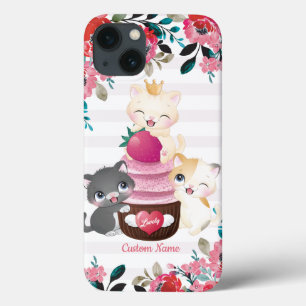 Case-Mate iPhone Case Chatons de dessin animé floraux fantaisistes Gâtea