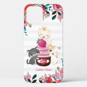 Case-Mate iPhone Case Chatons de dessin animé floraux fantaisistes Gâtea