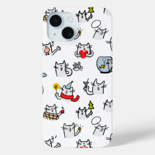 Coque Pour iPhone 15 Chats amusants, lait et magie.
