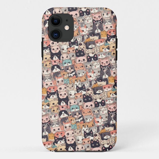Coques Case-Mate iPhone Chats Anime répétant le motif (Dos)