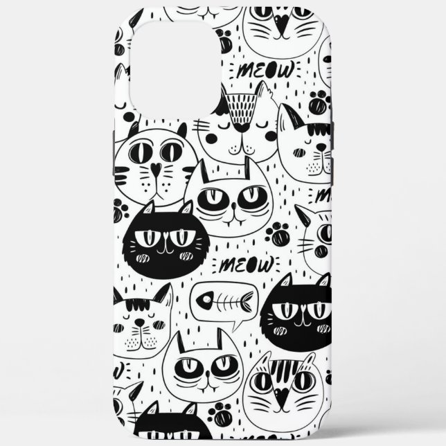Coques Case-Mate iPhone Chats blancs noirs face motif (tous les téléphones (Verso)