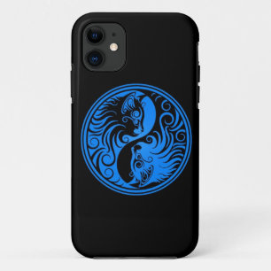 Coque iPhone 11 Chats bleus et noirs de Yin Yang